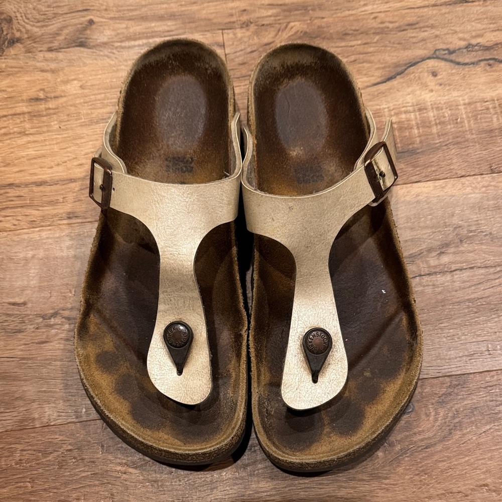 Gold Leather Birkenstock Sandals